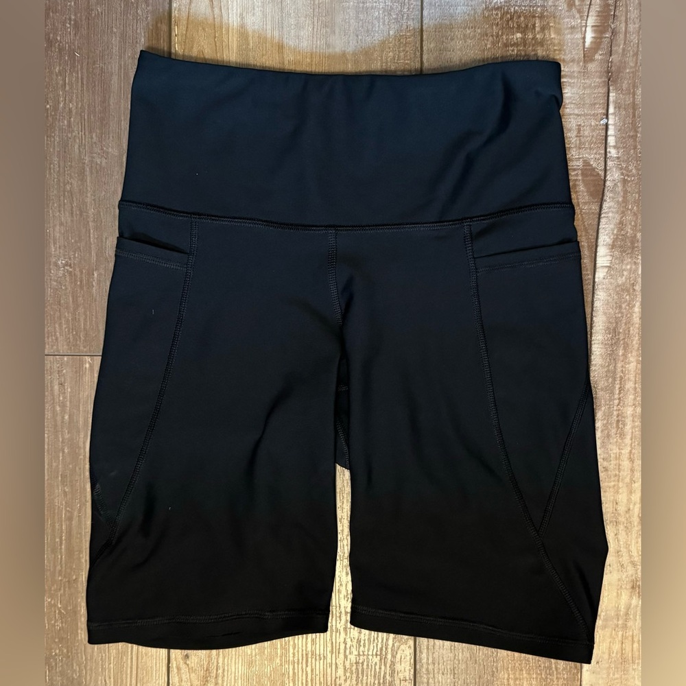 Old Navy Women’s High Waisted Powersoft Biker Bike Shorts 8” Black S Small B1